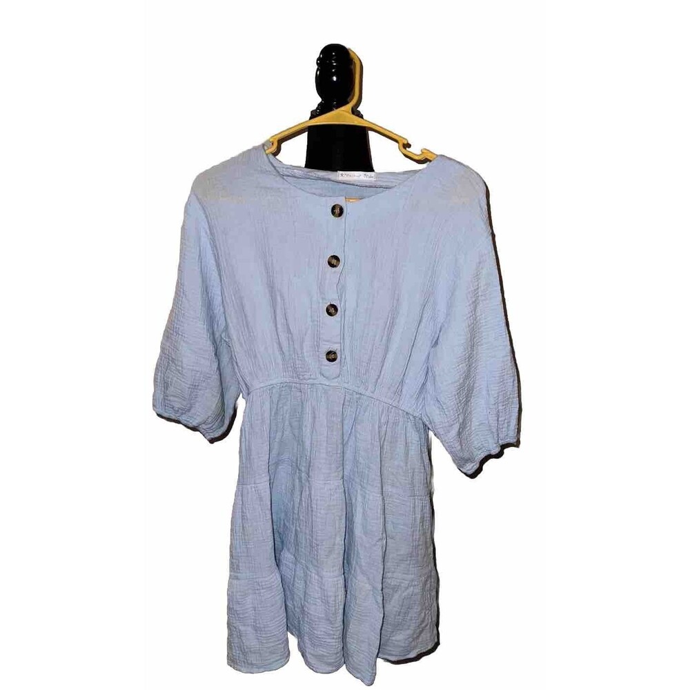 R. Vivimos Light Blue Short Large Half Sleeve Dress